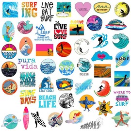 Outdoor Surfing Stickers 50pcs, Sports Sticker Decals for Water Bottle Car Luggage Surfboard Laptop Scrapbook Guitar Notebook, Vinyl Waterproof Aesthetic Trendy, for Teens Girls DIY