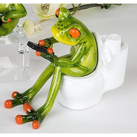 Frog Decorative Figure on Toilet - Funny Decoration for Office or Bathroom 13 cm