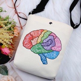 G2TUP Brain Anatomy Gift Neuroscience Crossbody Bag Neurology Nurse Cosmetic Bag Nursing Anatomical Layout Brain Travel Bag (Brain Anatomy -x)