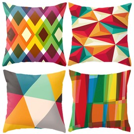 Home Decorative Pillow Covers 18 x 18 Inch Set of 4 Modern Soft Cotton Linen Throw Pillow Covers Cushion Case for Couch Sofa Living Room Patio Indoors Outdoors Style Home Decor