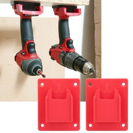 Power Tool Machine Stand Base, 2 Pieces 3.7 x 3 x 0.8 Inch ABS Power Tool Machine Stand Plate for Milwaukees M18 18V Dewalts Wall Shelf Fixings (Red)