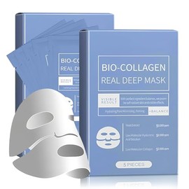 10 Piezas Mascarilla Bio-Colágeno, Mascarilla de Colágeno, Reduce los Poros, Mejora la Piel Opaca, Mejora la Elasticidad de la Piel y la Nutre,...    