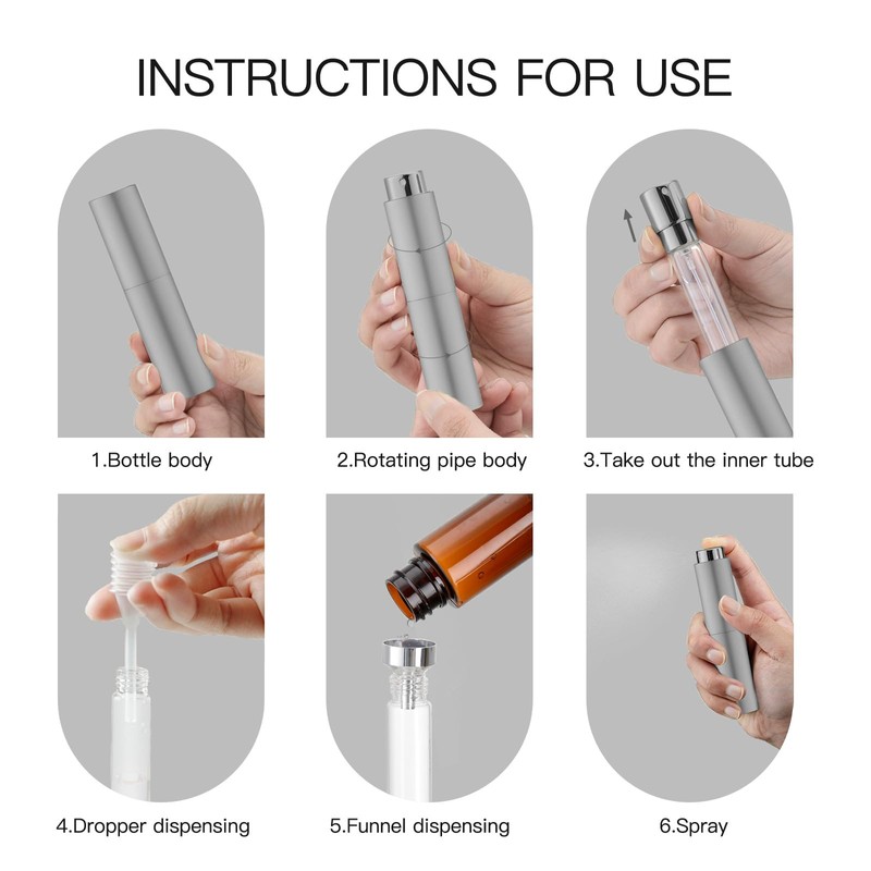 Tekson 10ml Travel Perfume Atomizer Refillable, Mini Cologne Spray Bottle