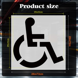 Plantilla de estacionamiento para discapacitados, plantillas de estacionamiento de silicona reutilizables de 24 pulgadas para discapacitados para pintura, 1 mm de grosor, plegable y flexible, ideal