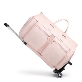 Rolling Garment Bags for Travel,Convertible Duffle Garment Bag Roller Bags for Travel Carry on Garment Bag with Wheels Luggage Rolling Weekender Roller Duffle Bags for Travel-Pink