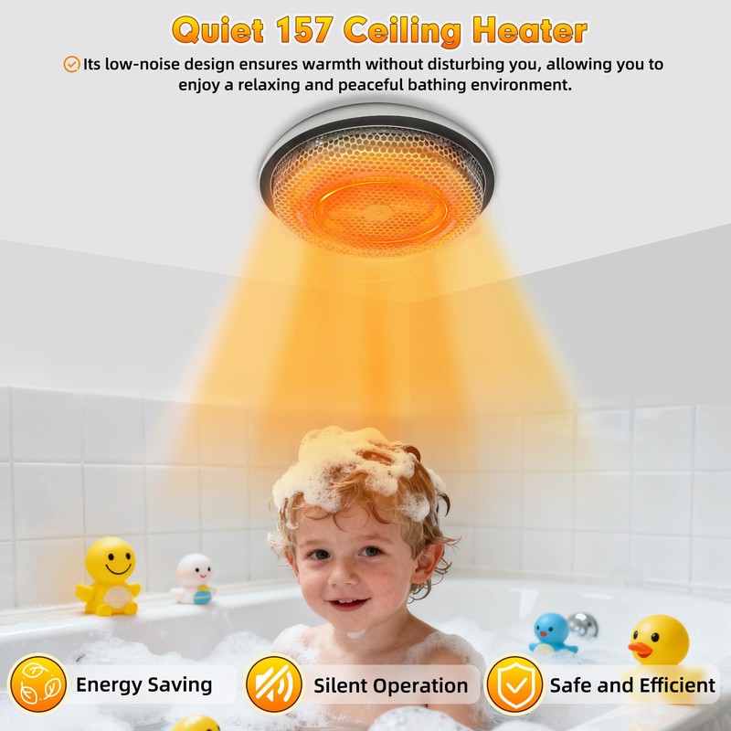 Bathroom Ceiling Heater,Compatible With Broan-NuTone 157 Ceiling Heater,1250W Rapid Heating,Enclosed