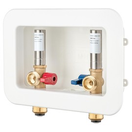 (1 Pack) Lidertik Washing Machine Outlet Box Push to Connect with Hammer Arrestors and Center Drain, Inlet 1/2 inch Push to Connect x Outlet 3/4 inch Male Thread, Absorb Shock And Reduce Noise 651-LK