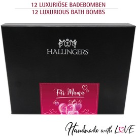 Hallingers For Mother's Day - For Mum 12 Bath Bombs Gift Set with Twelve Bathbombs as a Gift for Mother's Day (Set) - Advent Calendar Novelties & Advent Calendar Filling | Congratulations Anniversary