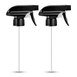 Black Trigger Replacement Spray Nozzles with Mist & Stream Sprayer - (2 Pack) - Tops Fit All Standard 28-400 Neck 32oz, 16oz, 8oz Amber Glass Boston Round Bottles for Home, Kitchen, Garden and Office