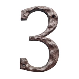 BetLight Cast Iron House Numbers-5 Inch Rustic Address Number- Solid & Heavy Duty/Easy Install with Matching Screws-Number 3