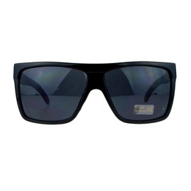 PASTL Dark Black Lens Shiny Black Sunglasses Flat Top Square Oversized Mob Style