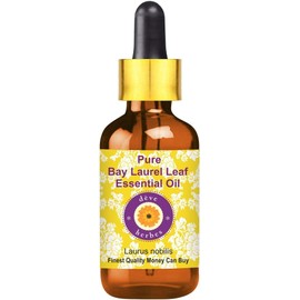 Deve Herbes Pure Bay Laurel Leaf Essential Oil (Laurus nobilis) with Glass Dropper Steam Distilled 15ml (0.50 oz)