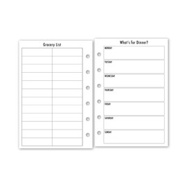 Pocket What's for Dinner Planner Insert Refill, 3.2 x 4.7 inches, Pre-Punched for 6-Rings to Fit Filofax, LV PM, Kikki K, Moterm and Other Binders, 30 Sheets Per Pack