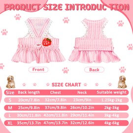 2Pcs Girl Dog Dresses, Dog Summer Dress, Soft Mesh Dogs Vest for Walking, Cute Pet Summer Clothes, Breathable Puppy Chest Strap for Small Medium Dogs