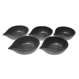 ACSWEBSHOP Original Black Crystal Single Mouth Set of 5, Made in Japan, Small Bowl, Sauce Dressing, 2.1 fl oz (55 cc), Direct Sale