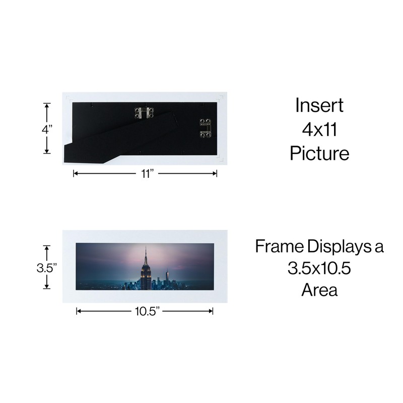 Frame Amo 4x11 White Modern Picture Frame, 1 inch Border,