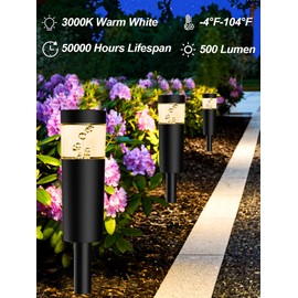 DOREIO 5W Low Voltage Landscape Pathway Lights with Connectors 12V Outdoor Landscape Lighting LED Bollard Path Lights Wired IP65 Waterproof Warm White Walkway Lights for Garden Yard Lawn (8Pack)