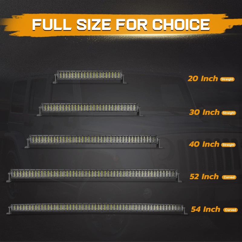 20 Inch LED Light Bar, Niking Auto Quad Row 320W