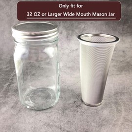 2 Pack - Ultra Fine Cold Brew Coffee Filter For 32 OZ or Larger Wide Mouth Mason Jar, Food Grade 304 Stainless Steel, With Silicone Protective Ring, Cold Brew Tea Filter, Fruit Infused Water Filter