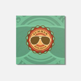 Unbranded Summer Holiday Shadow 4'' X 4'' Square Wooden Coaster