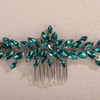 Teyglen Green Crystal Bridal Hair Comb Full Rhinestone Hair Piece