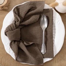 DeZerlor Brown Cloth Napkins Set of 12 Spring Easter Napkins Cloth Washable Decorative Cotton Napkins 16.5X 16.5 Inches for Wedding Baby Shower Bridal Shower Dinner Tea Party Decorations