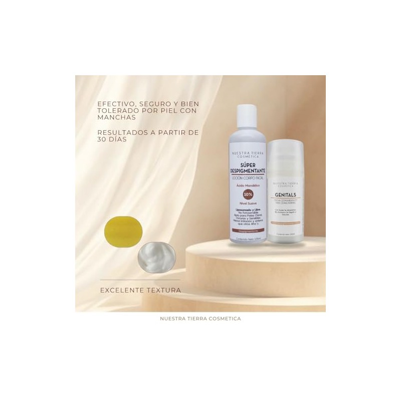 Nuestra Tierra Cosmética Loción Súper Despigmentante Ácido Mandélico Crema Zonas