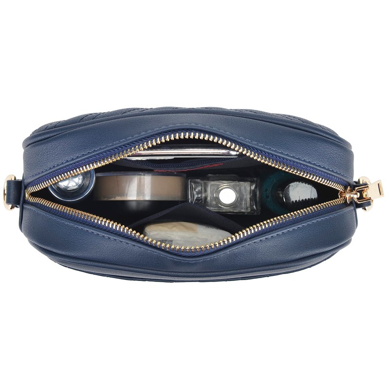 Lola Mae - Bolso bandolera acolchado, diseño moderno, Azul marino,