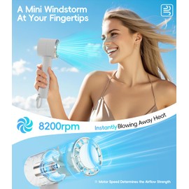 Skisihae Mini Portable Cooling Handheld Fan Three-Speed Personal Small Desktop with Base Stand Type-C Charging Powerful Handheld Fan for Travel/Outdoor/Gifts/Makeup