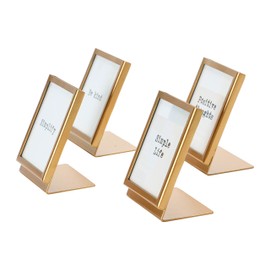 Creative Co-Op Metal & Glass Easel & Saying, 4 Styles (Holds 3" Square Picture Frames and Photo Holders, Multi