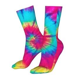 JSPTOMTT rainbow tie dye pattern Socks for Women Men Size 9-11 Adults Workout Gym Hiking Pattern Cozy Compression 15.7 Inch