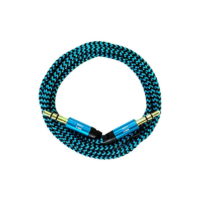 i! - 1m Premium Nylon AUX Audio Cable Jack 3.5