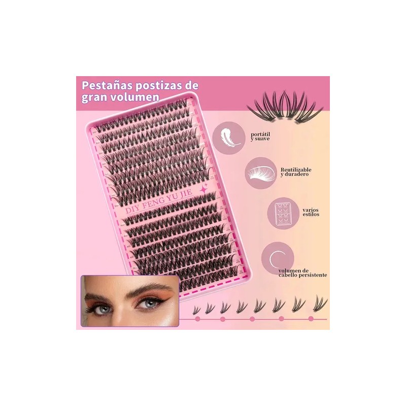 Kit de Extensiones de Pestañas Postizas con Pegamento y Sellador