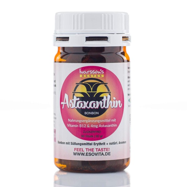 Astaxanthin I 90 Sweets I Ivarssons VitalAstin I I 4 mg Each Natural Astaxanthin I Sun Protection Capsules with Vitamin E & Vitamin B12 I Plant Cell Protection I Natural Sun Protection