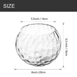 Fixture Replacement Globe Shade with 1.65 Inch Fitter, 8 Inch Diameter, E26 Base 1-5/8 Inch Fitter, Glass Lampshade Cover for Pendant Wall Sconce Chandelier Vanity Light (Hammered Clear)