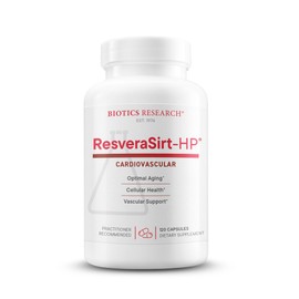 Biotics Research ResveraSirt HP Formulated by Dr. Mark Houston, Trans Resveratrol, Quercetin, Increase Sirtuin Activity, Cardiovascular Support, Heart Power, Vascular Support, 120 Capsules