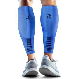 Rymora Calf Compression Sleeves Men Women Shin Splints Running (Pair) (Blue) (M)