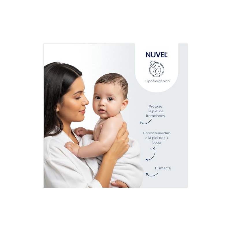 Nuvel Aceite para Bebé Humectante, Fórmula Hipoalergénica, 250 ml, Hidrata