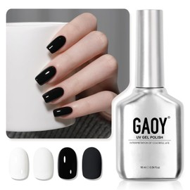 GAOY Black and White Gel Nail Polish, 2 Colors 16ml Soak Off UV Gel Polish Set for Nail Art DIY Manicure at Home