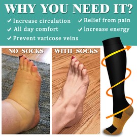 Compression Socks,(3 Pairs) Compression Sock Women and Men Best Running, Athletic Sports, Crossfit, Flight Travel (Multti-colors30, Large-X-Large)