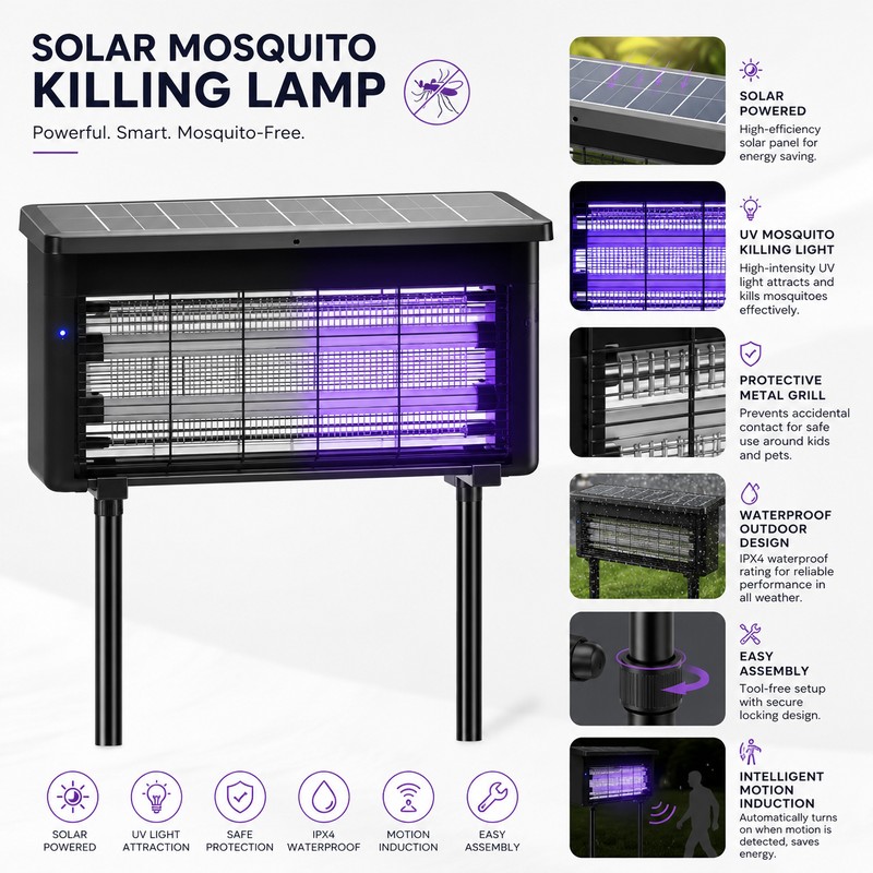 Solar Mosquito Trap Lamp for Outdoor Gardens – Waterproof LED