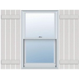 Ekena Millwork 23"W x 49"H Timberthane Faux Rustic Four Board Spaced Board-n-Batten Faux Wood Shutters, Rough Cedar (Per Pair)