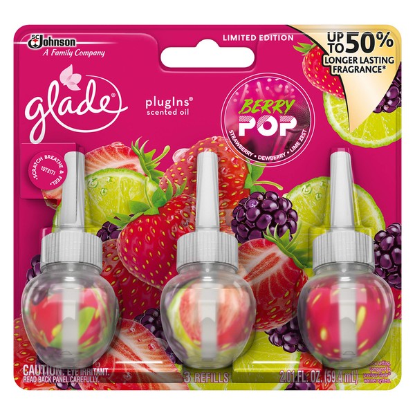 Glade Plugins Scented Oil Refills Air Freshener (3, Berry Pop)