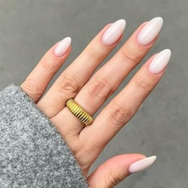 modelones Uñas Postizas Cortas De Almendra Color Blanco Lechoso De Modelones Kit Reutilizable Con Pegamento Pestañas Adhesivas Y Mini Lima 32 Uñas Pos