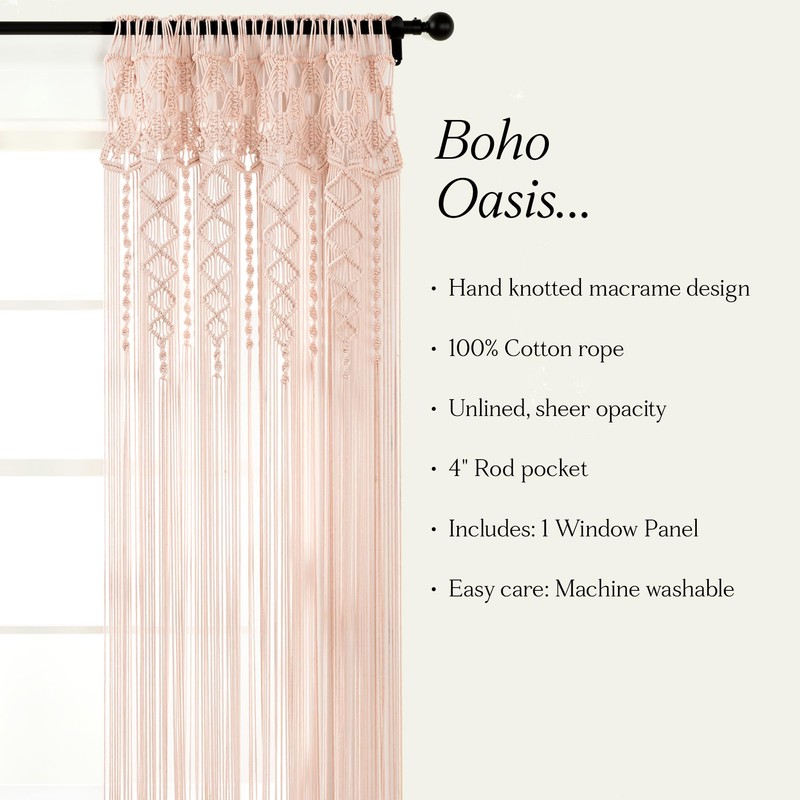 Lush Decor Boho Macrame Textured Cotton Window Curtain Panel Single