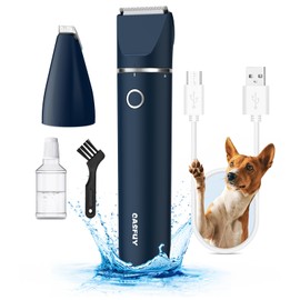 Casfuy Cordless Hair Trimmer, Low Noise Grooming Clipper for Dogs Cats & Small Pets, USB Rechargeable, Double Blades for Trimming Hair Around Paws, Eyes, Ears, Face, Rump