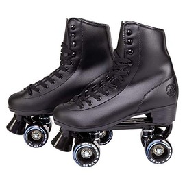 C SEVEN C7skates Quad Roller Skates | Retro Design (Black, Women's 6 / Youth 5)