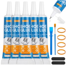 Shoe Glue | 5 x 15 ML Tube Clear Adhesive Glue Shoe Care Kit Repairs Soles, Heels, Patches Small Holes | Instant Bond, Dries Within 24 Hrs, Waterproof | Works on Leather, Rubber, Vinyl, Canvas