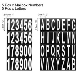 sourcing map 10 Sheets Mailbox Numbers and Letters Reflective Vinyl Waterproof Number Letter Stickers for Indoor/Outdoor Sticker Decals White in Black