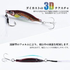 Goture Metal Jig, Sea Fishing, Boat Fishing, Metal Jig Set, Lure, Slow Jigging, Luminous Surf, Blue Item, Hairtail, Sea Bass, Flounder, 0.5 oz (15 g), Set of 6